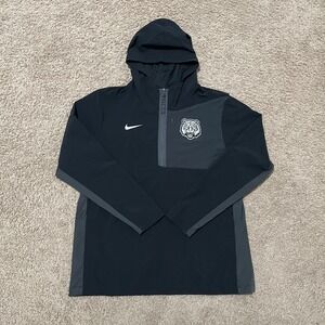 Nike Tigers Jacket Mens Large Black Snarling Tiger 1/2 Zip Hooded Vented SAMPLE